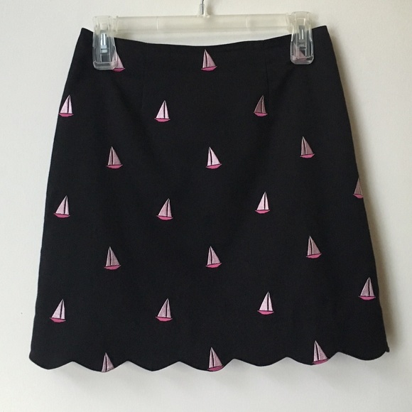 Lilly Pulitzer Black and Pink Sailboat Skirt