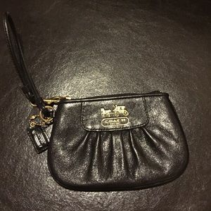 New Authentic Coach black leather wristlet