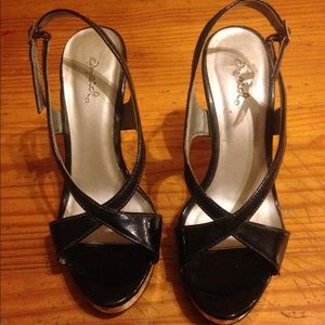 black and silver heels