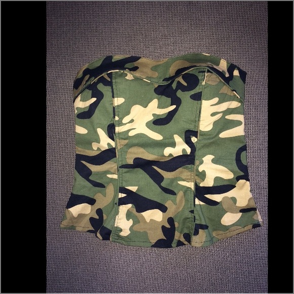 Camouflage bustier top