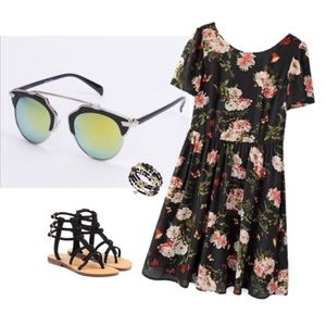 Black frame green lens sunglasses
