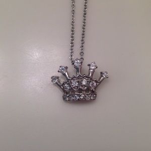Cookie Lee silver princess crown necklace