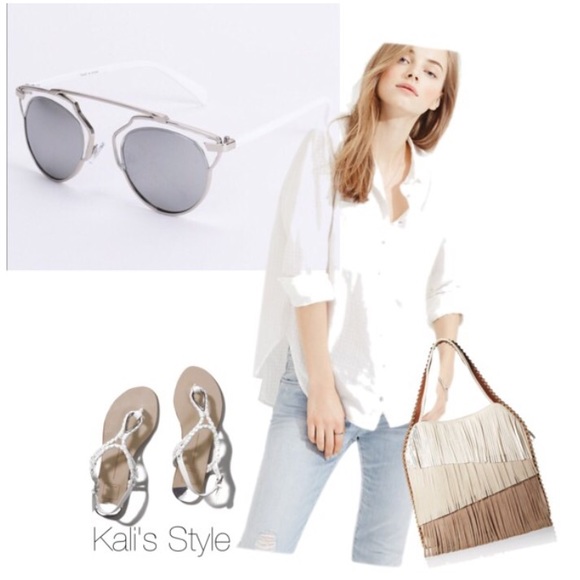 White frame silver lens sunglasses