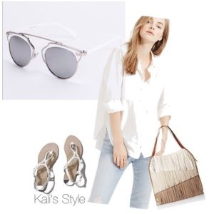 White frame silver lens sunglasses