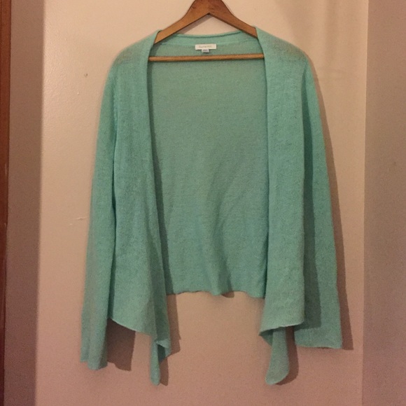 Sea foam green cashmere cardigan sweater