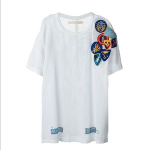 OFF WHITE PATCH DETAIL MESH TSHIRT