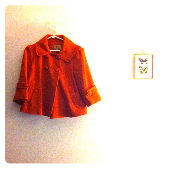Forever 21 Pumpkin 1/2 Sleeve Wool Coat