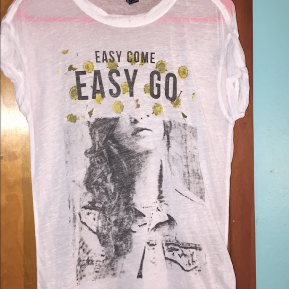 Hipster&White "Easy Come Easy Go" tee w sunflowers