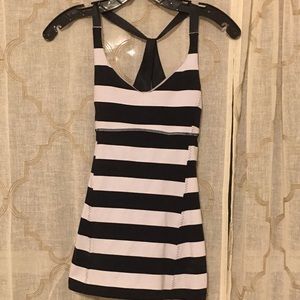 Lululemon black & white stripe tank