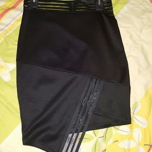 Assymetrical black mesh skirt