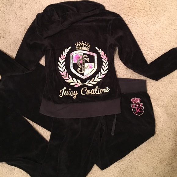 Juicy Couture Black Hooded Zip & Matching Pant set
