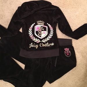 Juicy Couture Black Hooded Zip & Matching Pant set