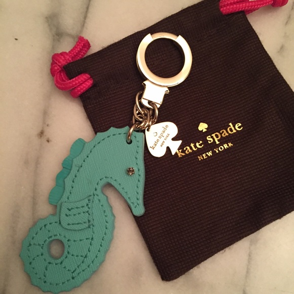 New Rare Kate Spade Seahorse leather keyfob charm - Picture 2 of 3
