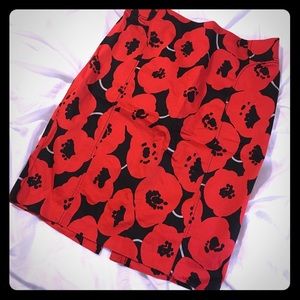 Red floral pencil skirt by New York & Company