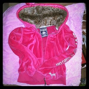 Pink Victoria's Secret Faux Fur Faux Velvet coat