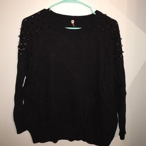 Black shoulder-studded sweater