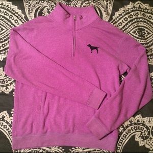 PINK Purple Crew Pullover Quarter Zip