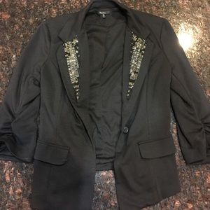 Black blazer with sequin detail on the front