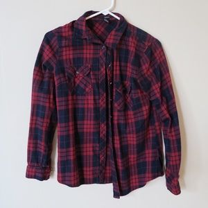 Navy and Maroon Button Up Flannel