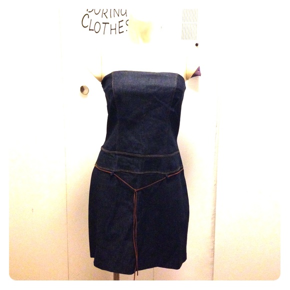 ‼️ON SALE‼️denim tube mini dress suede tassel belt