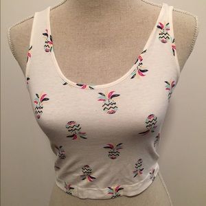 Designer nollie white+rainbow pineapple crop top