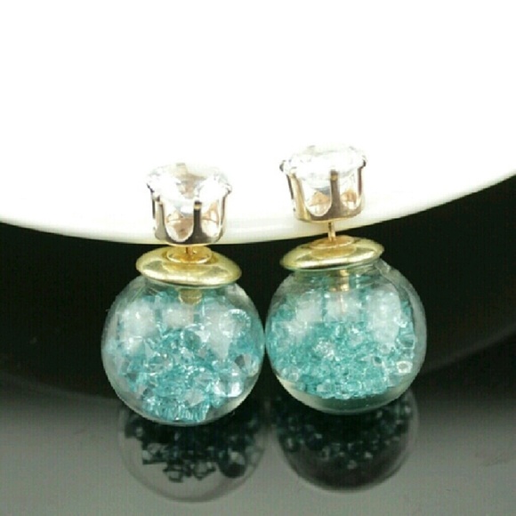 Double Sided Earrings Blue