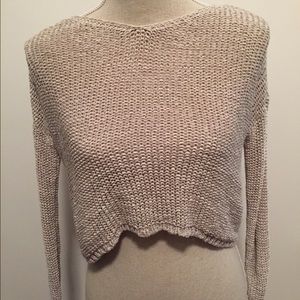 Designer tan kitted crop sweater