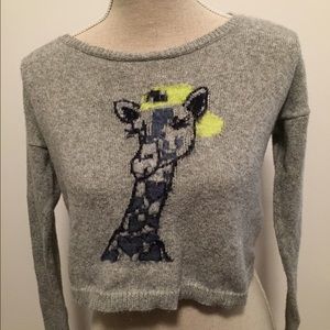 Designer woman's giraffe crop sweater