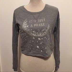 Designer "It's just a phase" moon crop sweater