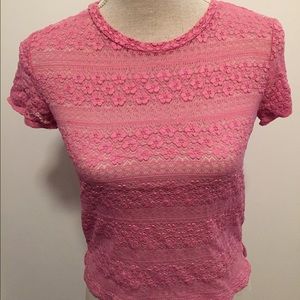 Designer woman's American Eagle pink lace tee