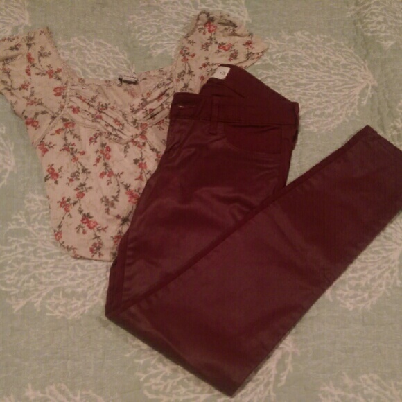 NWOT red Pleather Hollister Jeans