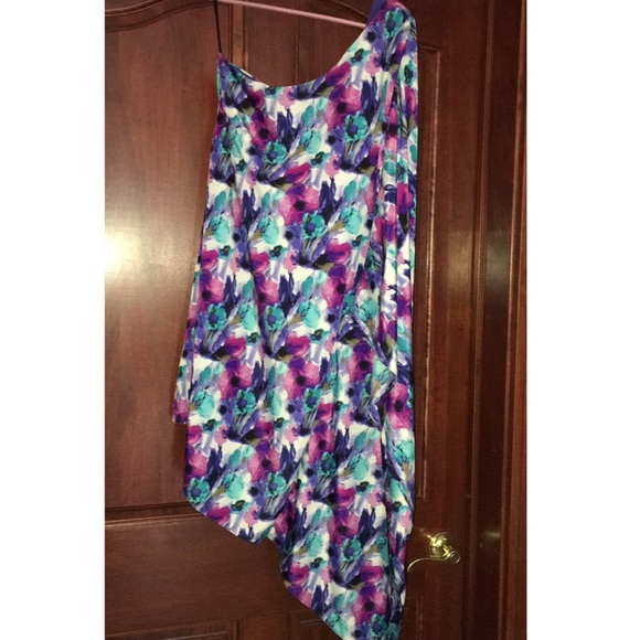 One Shoulder Floral Flowy Dress