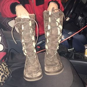 Chocolate Knee High Laced UGG