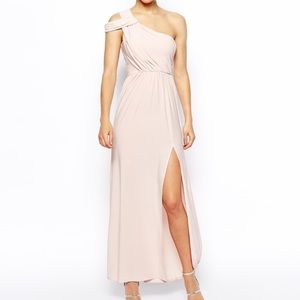 Asos Blush One Shoulder Drape Maxi Dress