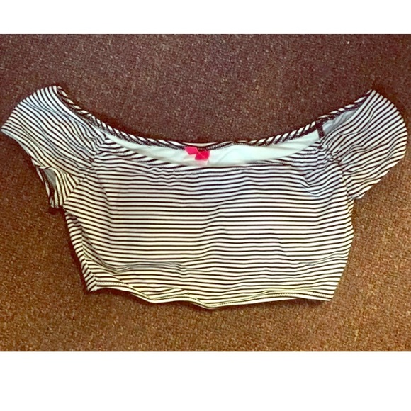 New Victorias Secret Striped Cropped Swim Suit Top