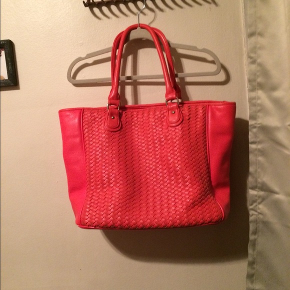 Orange/coral large tote