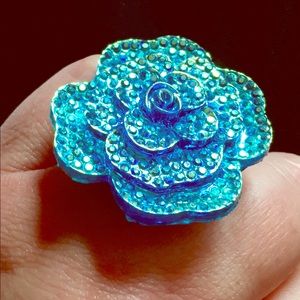 Aqua blue flower ring