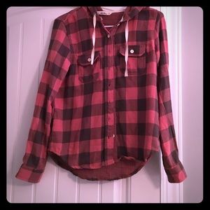 Dark pink plaid hoodie