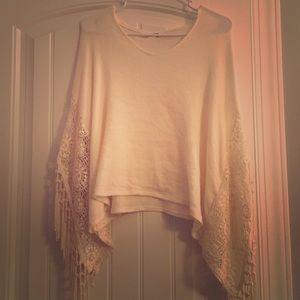 Cream laced poncho/shirt