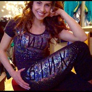 Rainbow Sequin Pink Warm-up Set