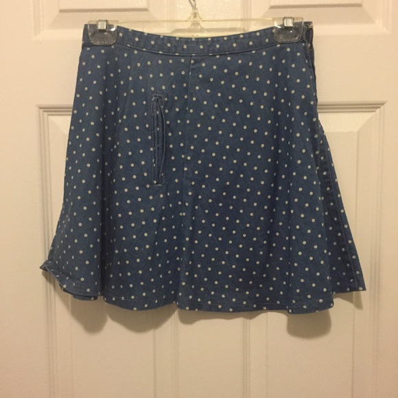 Polka Dot Denim Circle Skirt