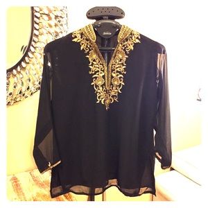 AUTHENTIC Indian Kurti w/ Gold Sequins