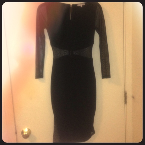 Black and sheer midi dress