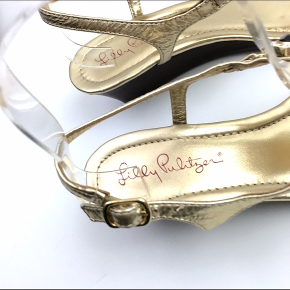 SOLD / LILLY PULITZER Gold  Beach WEDGE Sandals - Picture 4 of 4