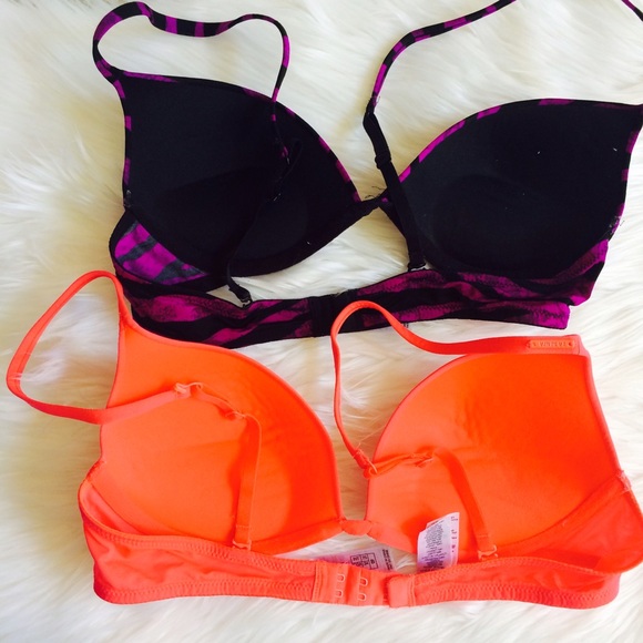 Lot of 2 Push-Up Bras Purple Orange - Picture 2 of 4