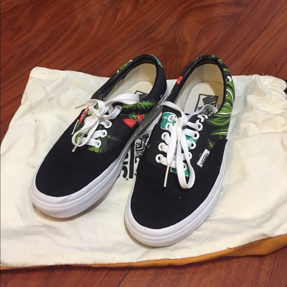Black classic Vans with floral print