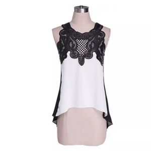 Anna Black & White Lace Top