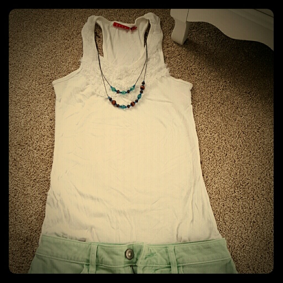 Ruffle white tank