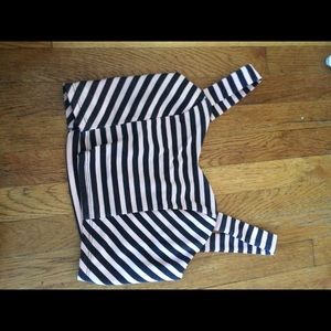 Black and light pink striped crop top