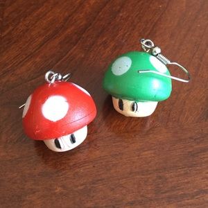 Super Mario Mushroom Dangly Earrings